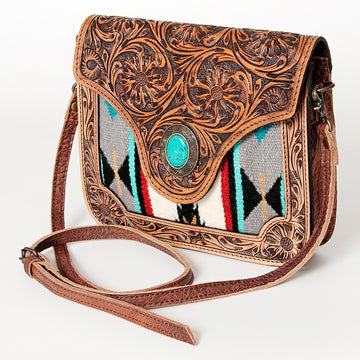 American Darling Cross Body Hand Tooled Saddle Blanket Genuine Leather Western Women Bag Handbag Purse | Crossbody for Cute